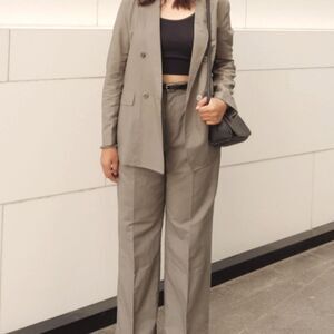 NWT Uniqlo Linen Blend Jacket. Office. Light Academic.